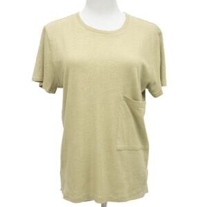 Current/Elliott Green Linen Blend The Drop Pocket T-Shirt Size Medium